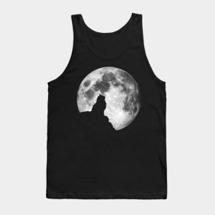 Cat Silhouette on Full Moon Tank Top